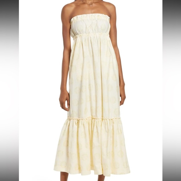 FREE PEOPLE Leanna Tube Dress ruffled maxi Dress Size X Small Ivory combo - Picture 4 of 14